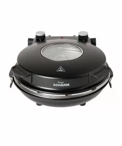 Null Schäfer Pizzamaker 32cm Mit Zubehör Express Pizzaofen 1200W Keramiksteinplatte 360-400ºC (schwarz)